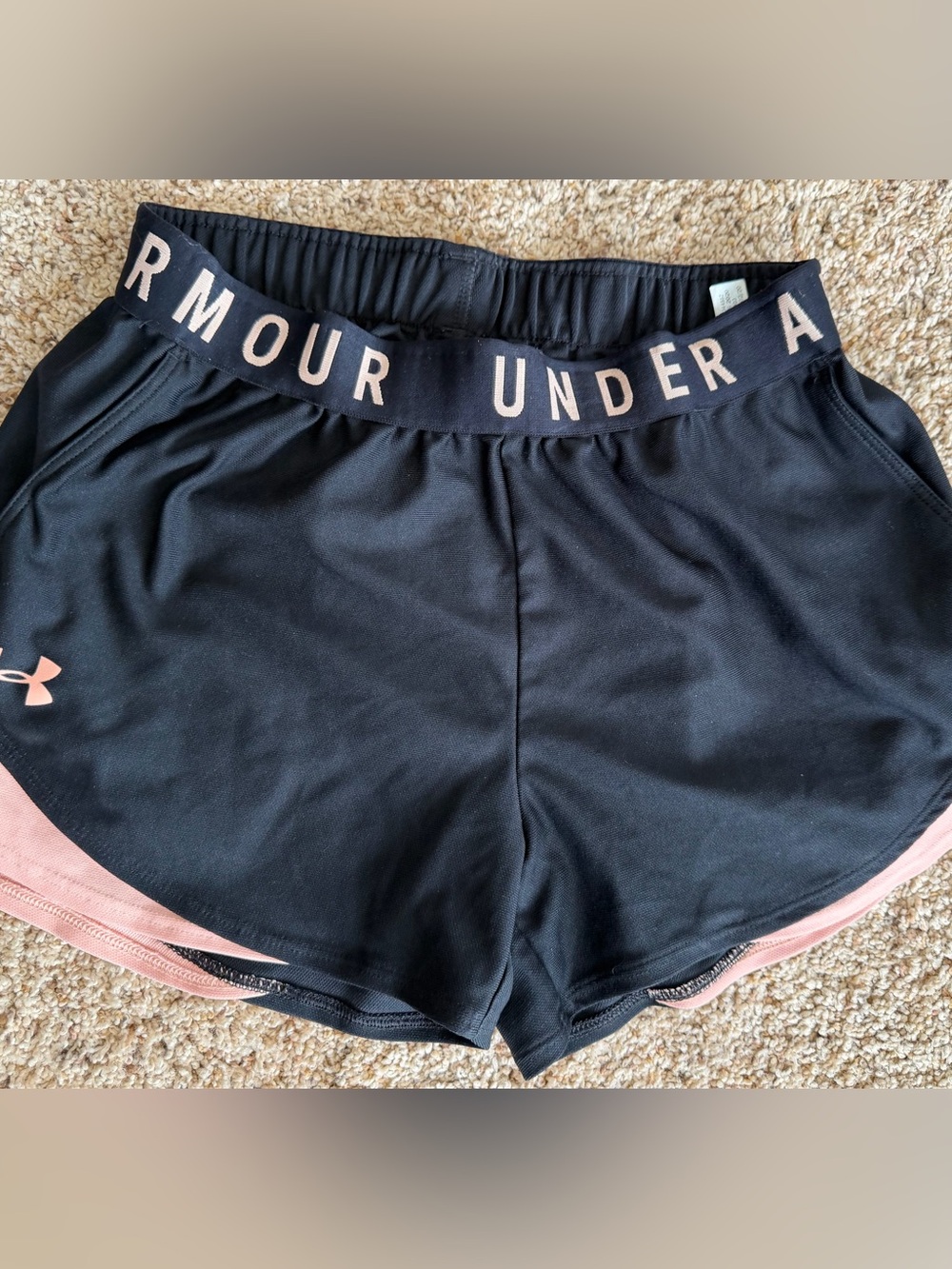 Under Armour Black and Pink Women's Athletic Shorts